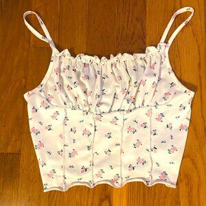 Floral satin tank top